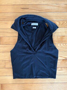 Aritzia Babaton Contour Polo Tank Black - Size Small